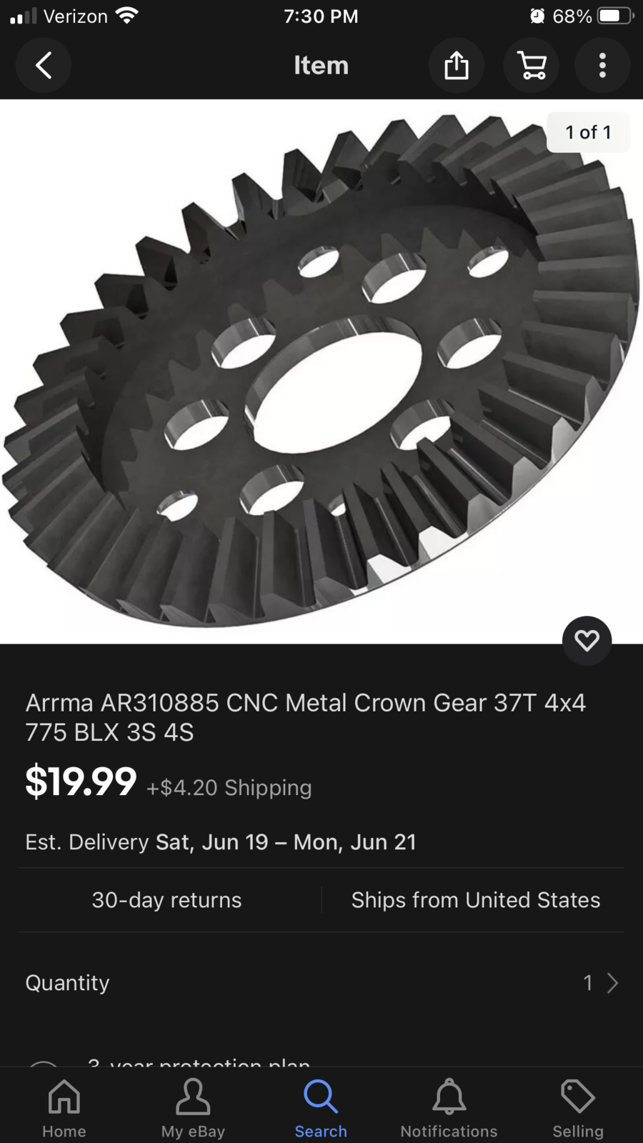 AR310885 CNC Mtl Crown Gear 37T BLX 3S